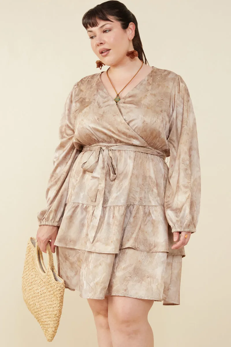 Abstract Print Belted Satin Wrap Dress Chic Motion Chic boho dress