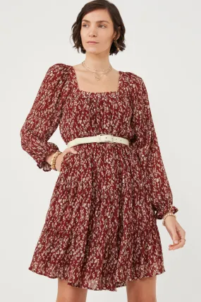 Versatile Mood Ditsy Floral Cinched Puff Sleeve Square Neck Dress