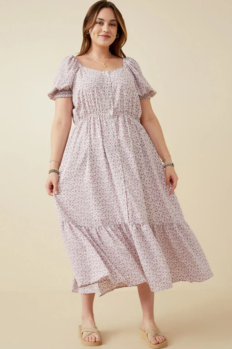 Ditsy Floral Sweetheart Neck Dress Calm Texture