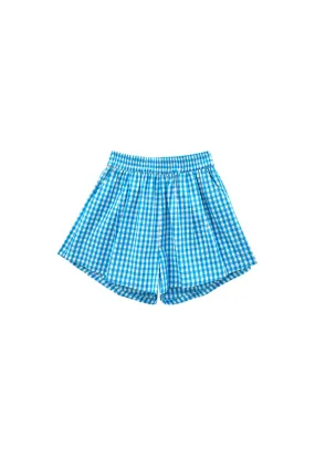 MoistureWicking Technology Bohemian style Everyday Shorts - Turquoise Gingham