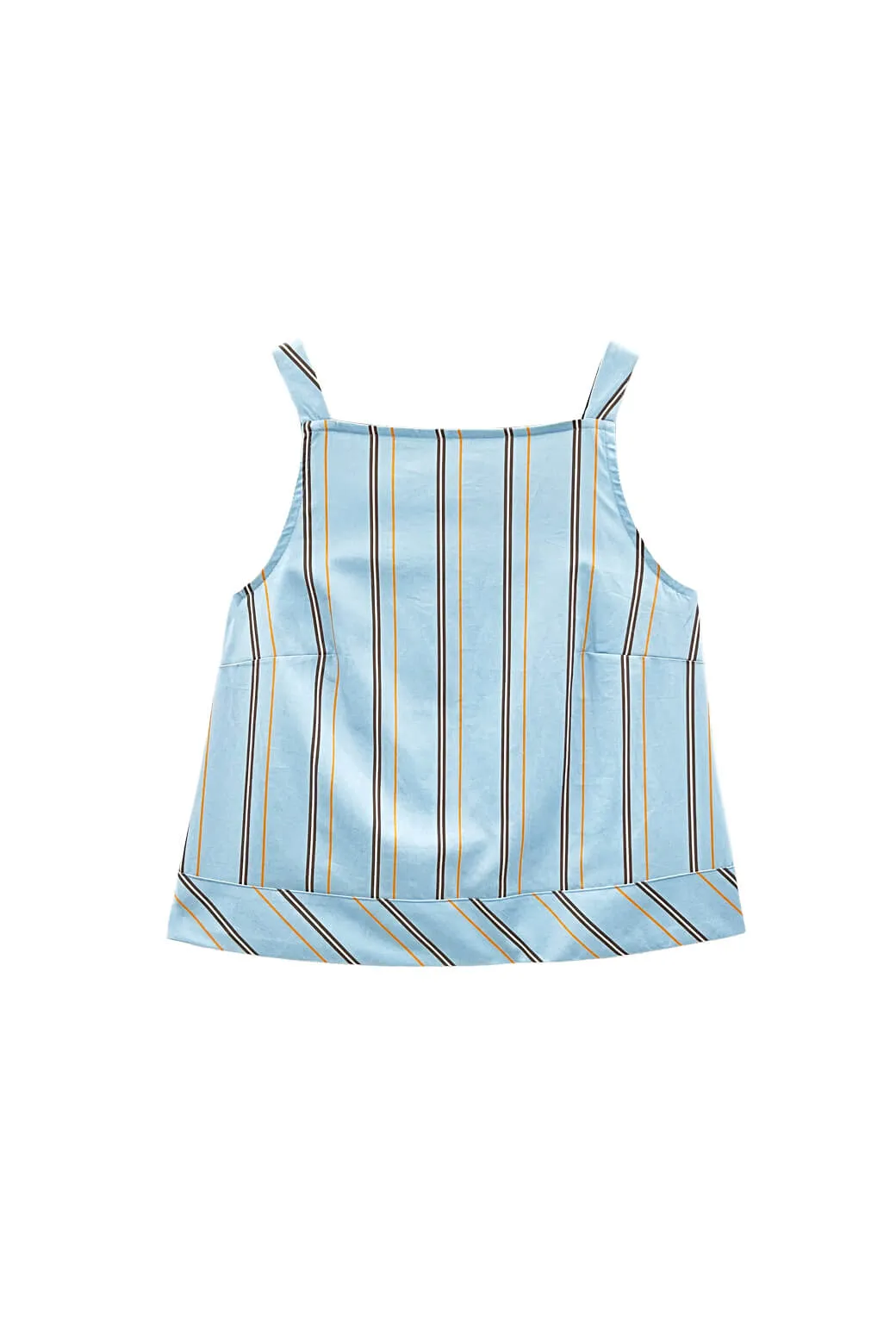 Buru x Megan Stokes The Stokes Swing Top - Blue & Brown Stripe ZeroWaste Construction