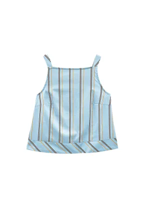 Buru x Megan Stokes The Stokes Swing Top - Blue & Brown Stripe ZeroWaste Construction