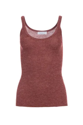Cinxia Knit Tank Top in Burnt Sienna Cashmere Silk with Hemp UniversalFit Ribbed Hem