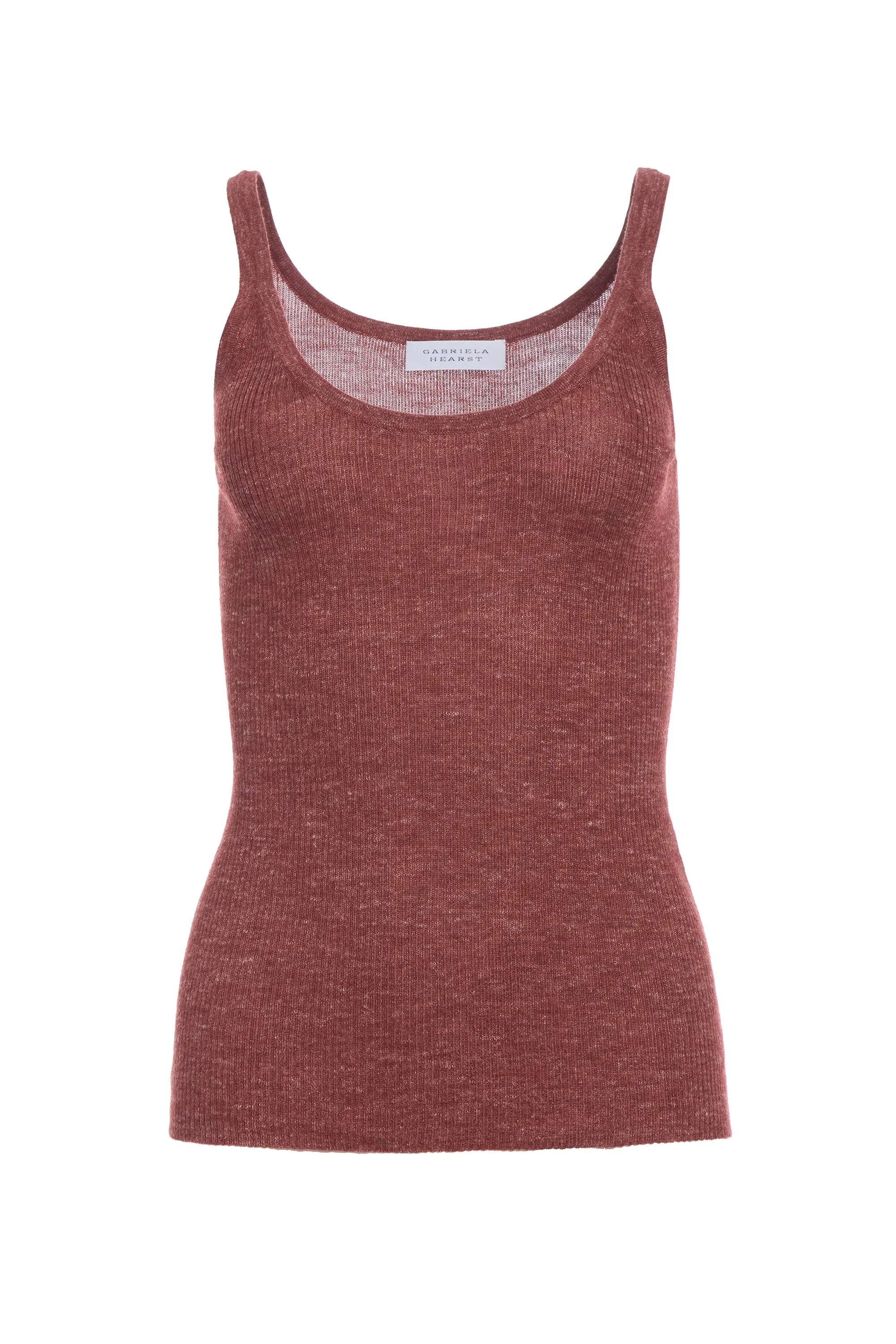 Cinxia Knit Tank Top in Burnt Sienna Cashmere Silk with Hemp UniversalFit Ribbed Hem