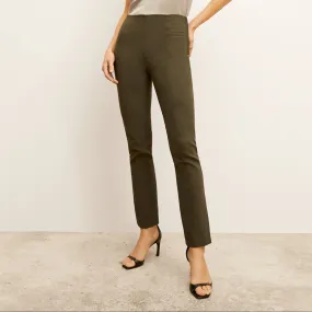 Breathable Linen Blend Garment Washed Finish Double Layered Cuffs Foster Cigarette Pant - PowerStretch :: Dark Olive