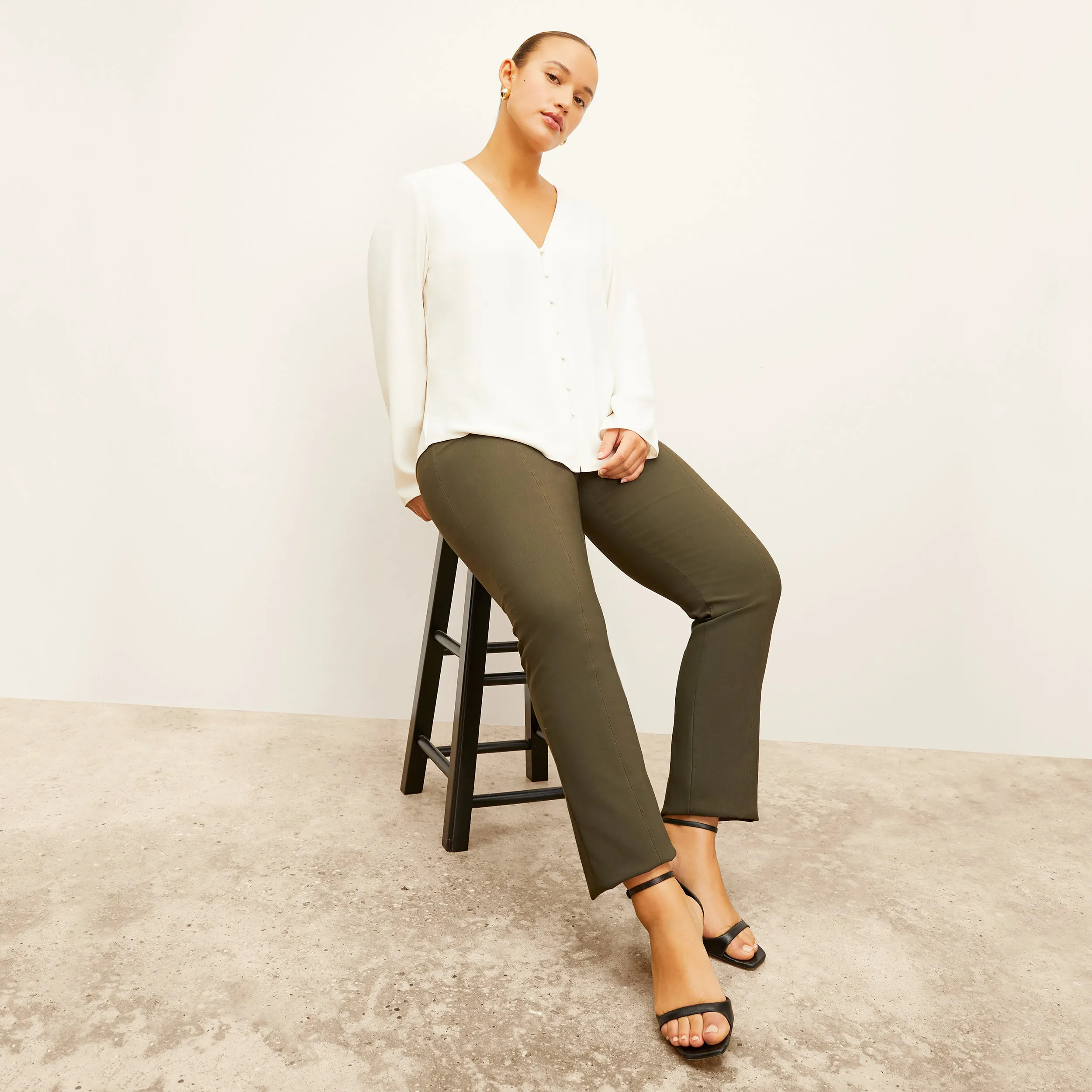 Professional Cut BreathableFabricTech Double Layered Cuffs Foster Cigarette Pant - PowerStretch :: Dark Olive