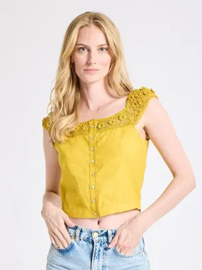 Catherine Top in Marigold 3D Spacer Fabric Tailored Placket