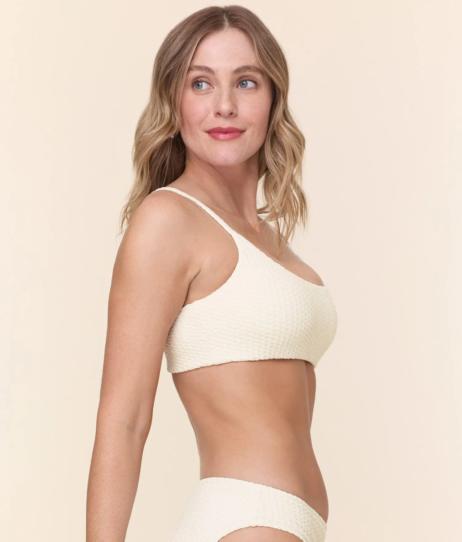 Modern-Edge The Maui Bikini Top - Textured Weave - Gardenia