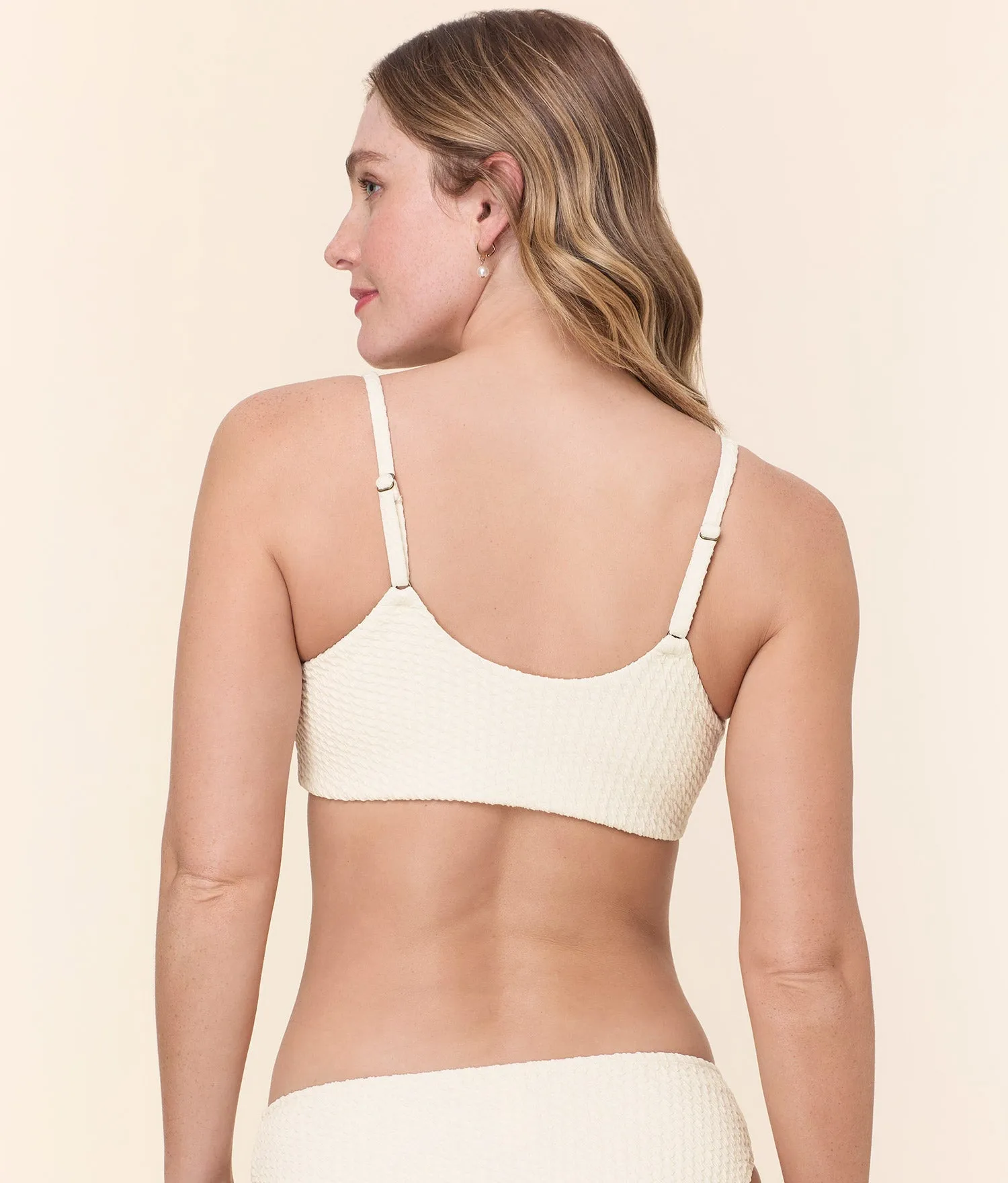 The Maui Bikini Top - Textured Weave - Gardenia Abrasion Resistant Seams