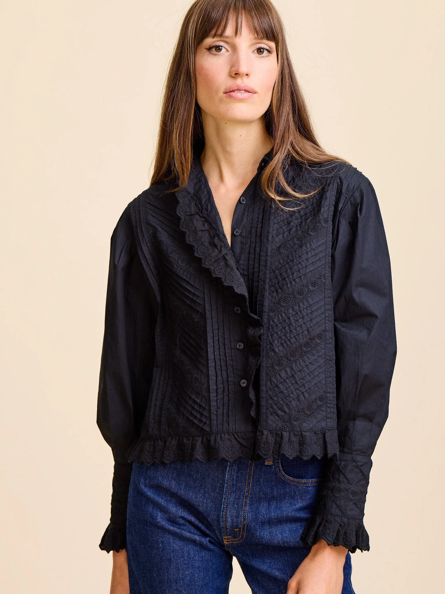 Georgina Top in Black Classic Style HighStrength Threadwork