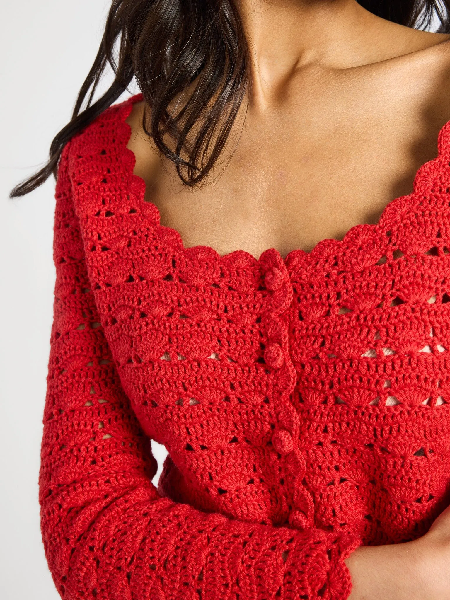 YarnDyeStripe Rosie Cardigan in Cherry