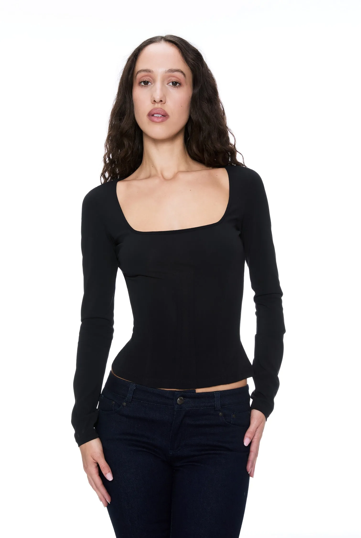Breathable Mesh Insert TactileWeave DOLCE & GABBANA BLACK LONG SLEEVE TOP