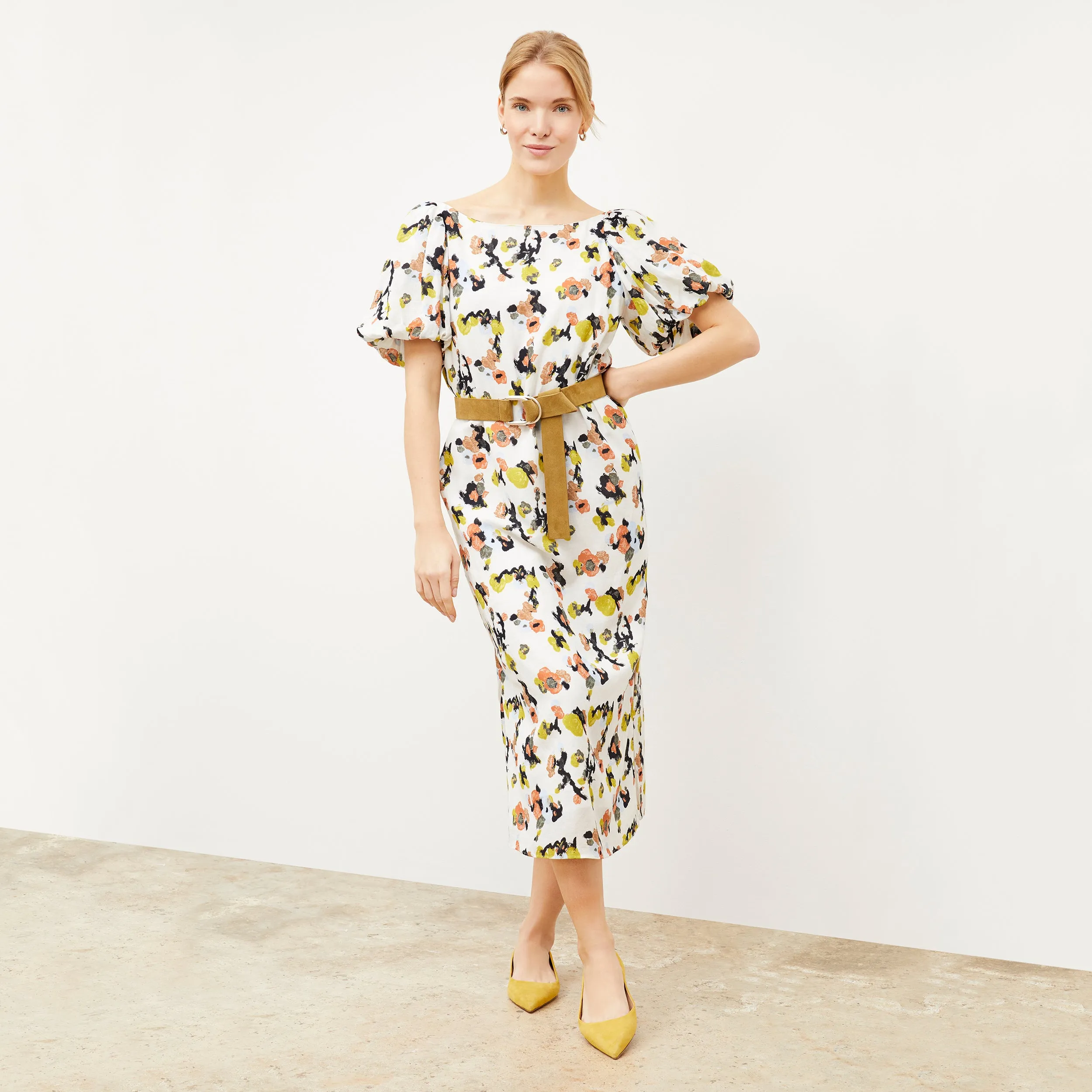 Gali Dress - Meadow Print Linen :: Multicolor AdjustableCuffs