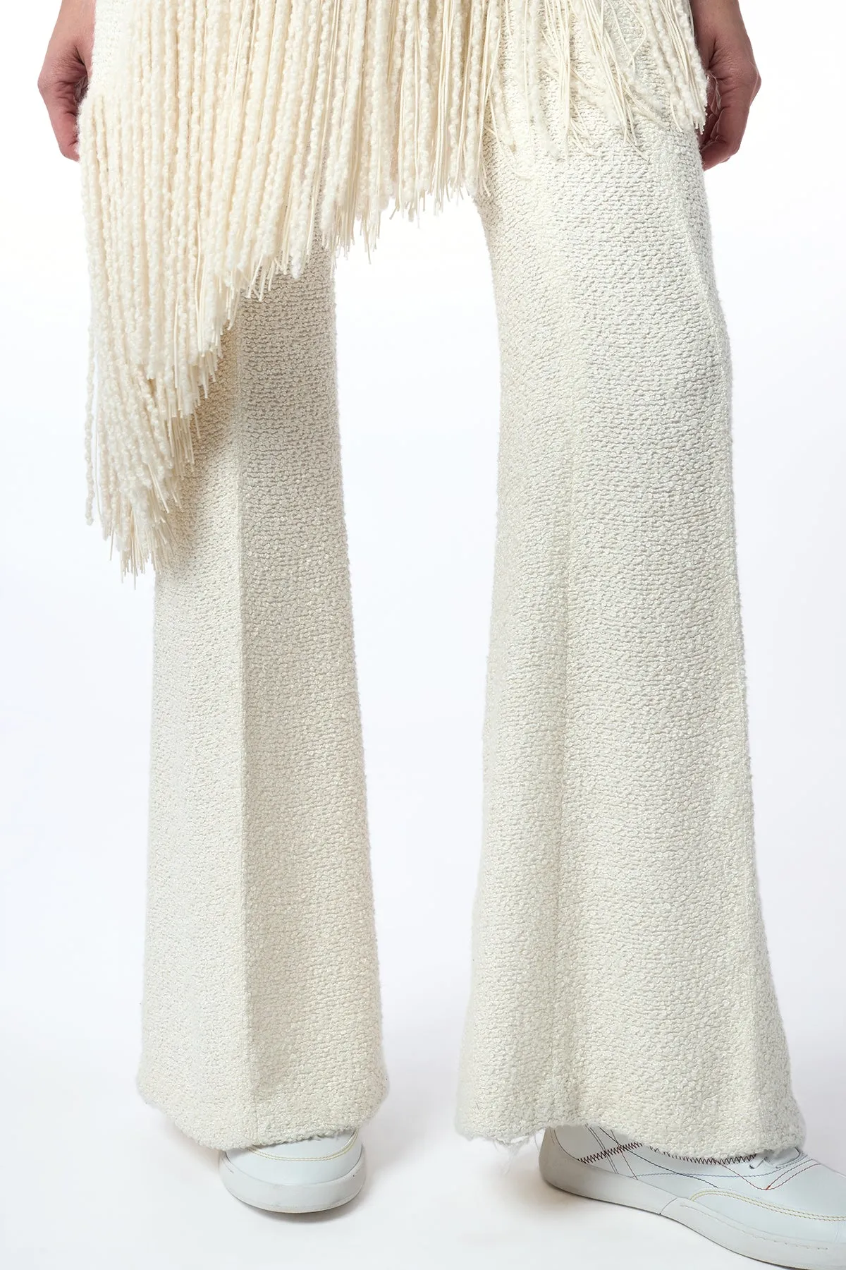 SweatWicking Fabric Rhein Flare Pant in Ivory Silk Boucle