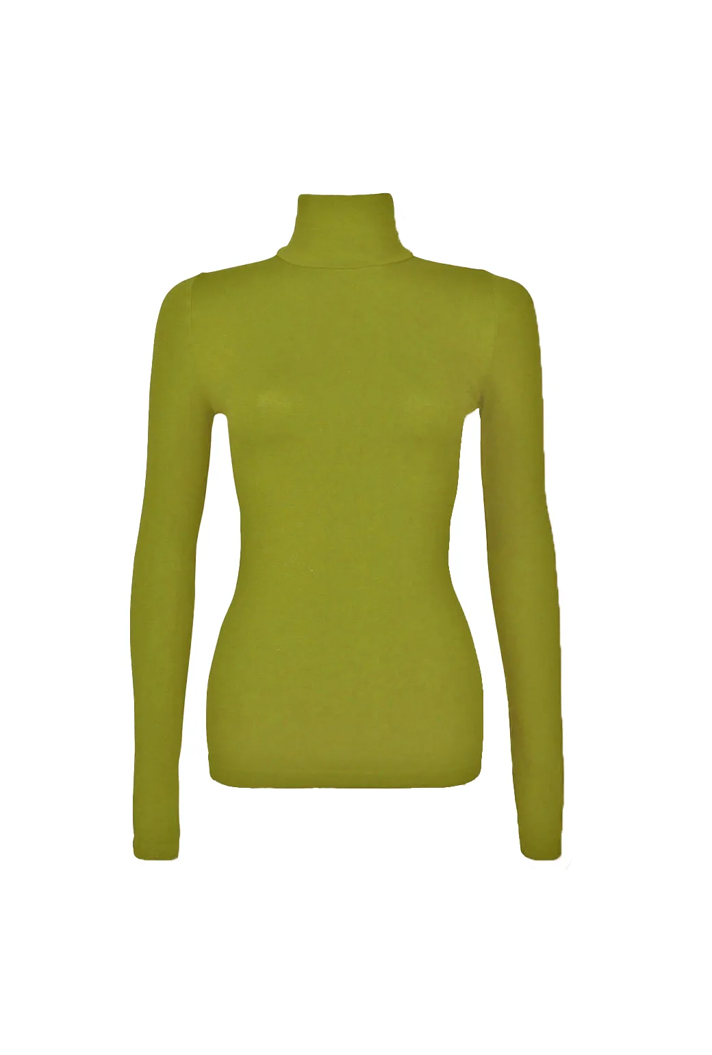 Non Chafe Armholes Long Sleeve Turtleneck Top - Chartreuse