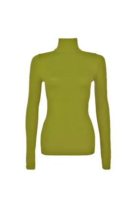 Non Chafe Armholes Long Sleeve Turtleneck Top - Chartreuse