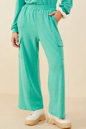 Elastic Waist French Terry Knit Cargo Pants All Occasion Rubberized grip