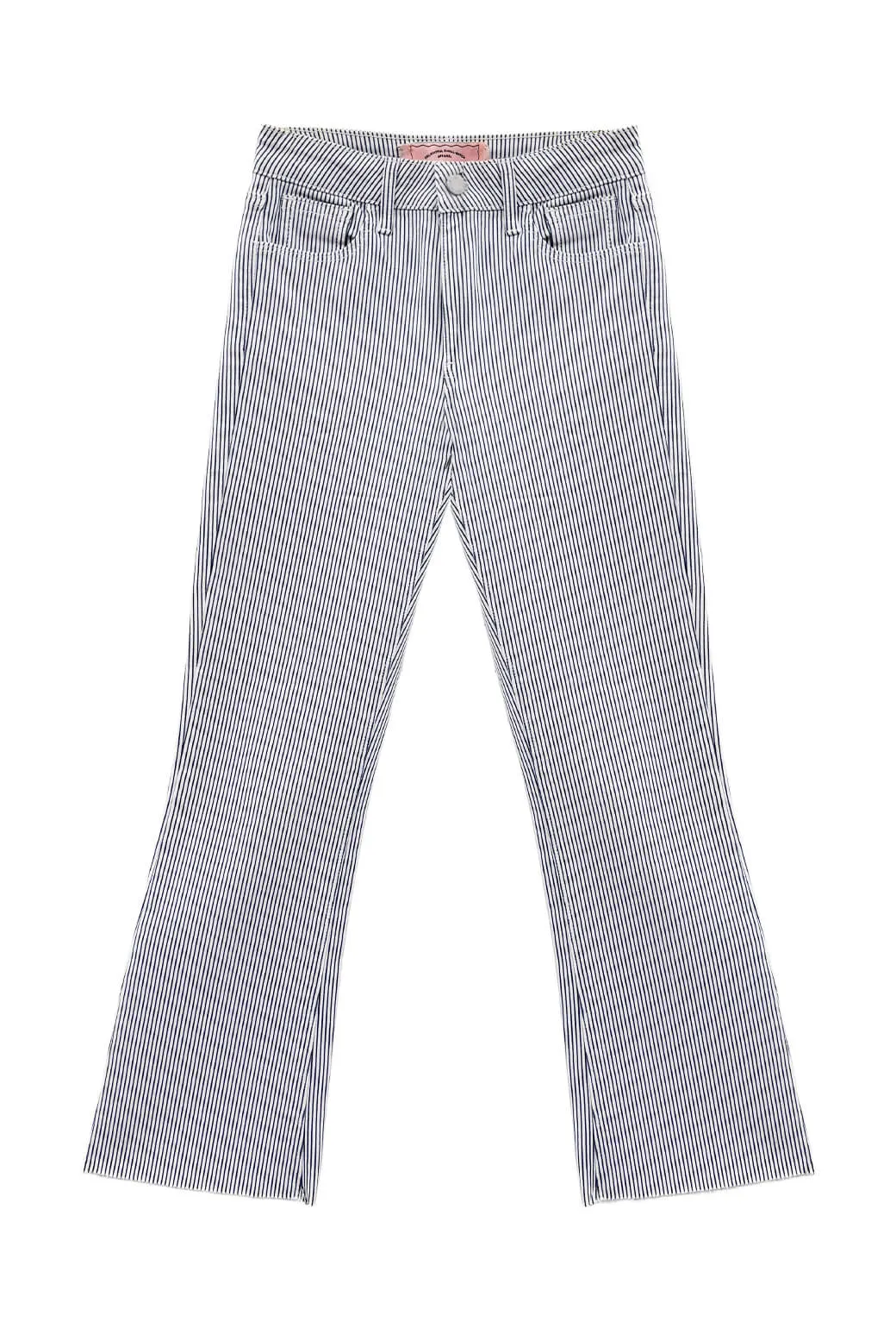 Cropped Flares - Railroad Stripe Oversized Collar Comfortable Design