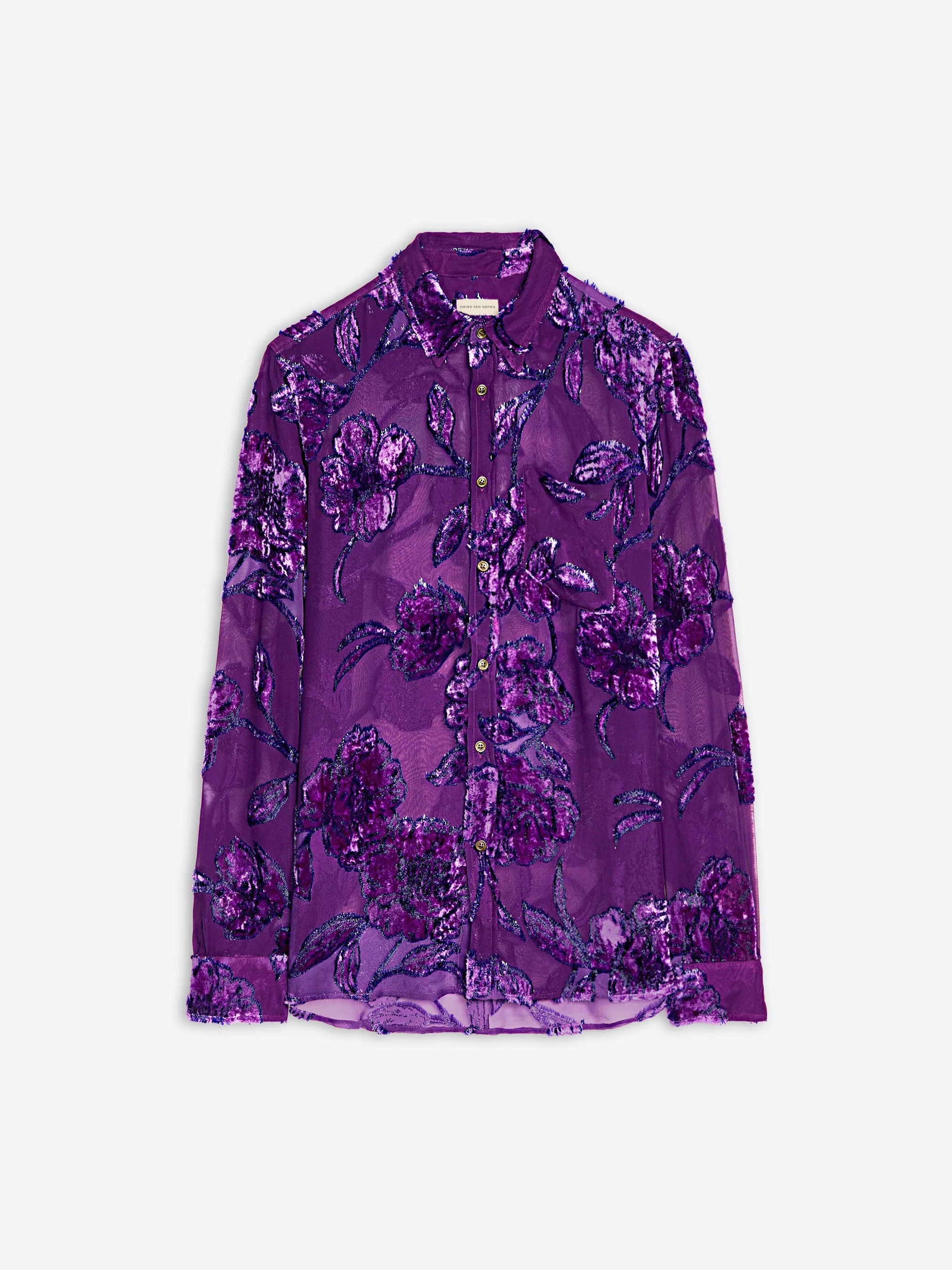 Fitted sheer shirt WideNeckOpening