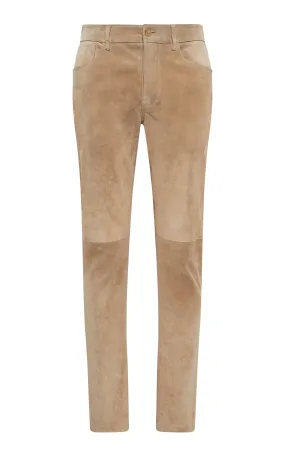 Anthony Five Pocket Pant in Camel Suede HighNeckline Hybrid Fabric Blend
