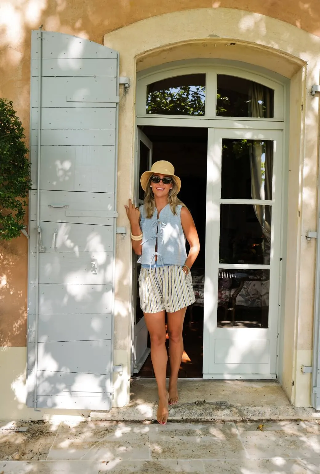 NoSlipGripperBand Buru x Megan Stokes Everyday Shorts - Popcorn Stripe