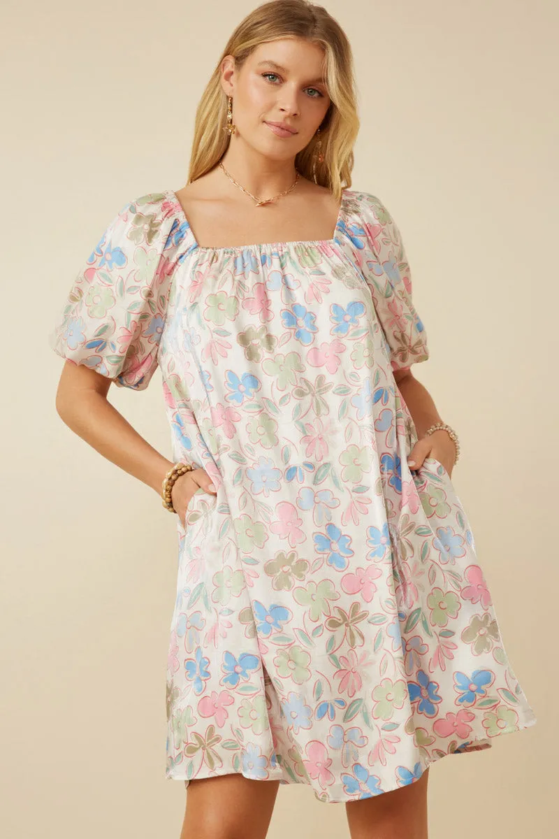 Floral Puff Sleeve Foiled Dress FoldablePackaging