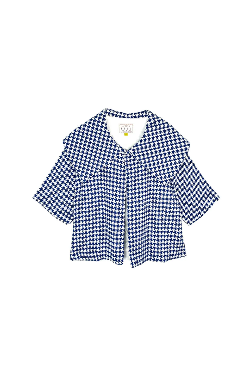 Breathable Layer BF Cropped Car Coat -  Blue Houndstooth