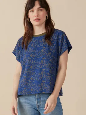 Heather Effect Finish Casual Long Sleeve Caitlin Top - Cobalt Foxes