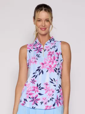 NonScratchyLining BoxySilhouette Sleeveless Zip Polo in Bamboo