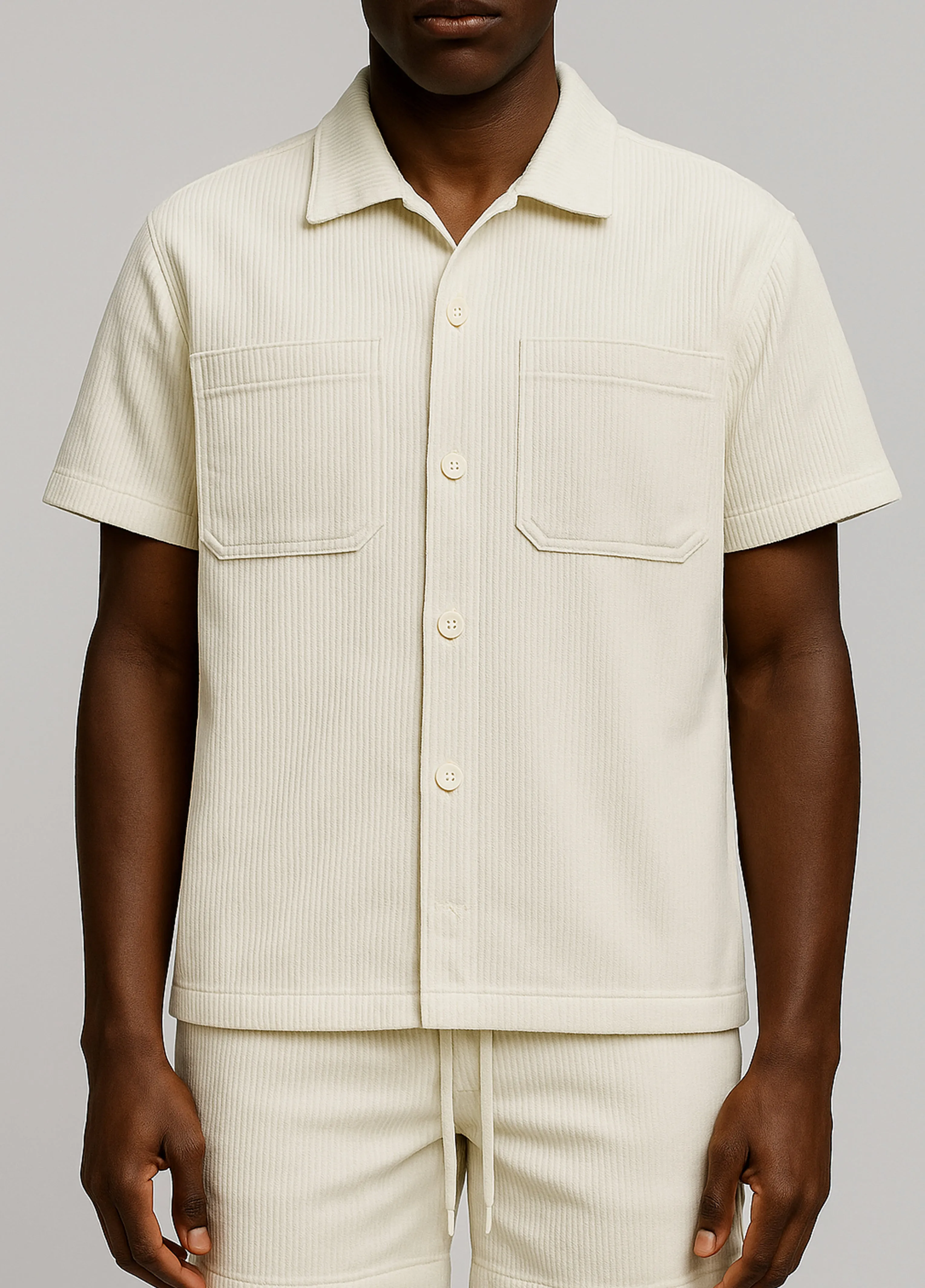 DRT Corduroy Shirt Curved Hemline Abrasion Resistant Fabric