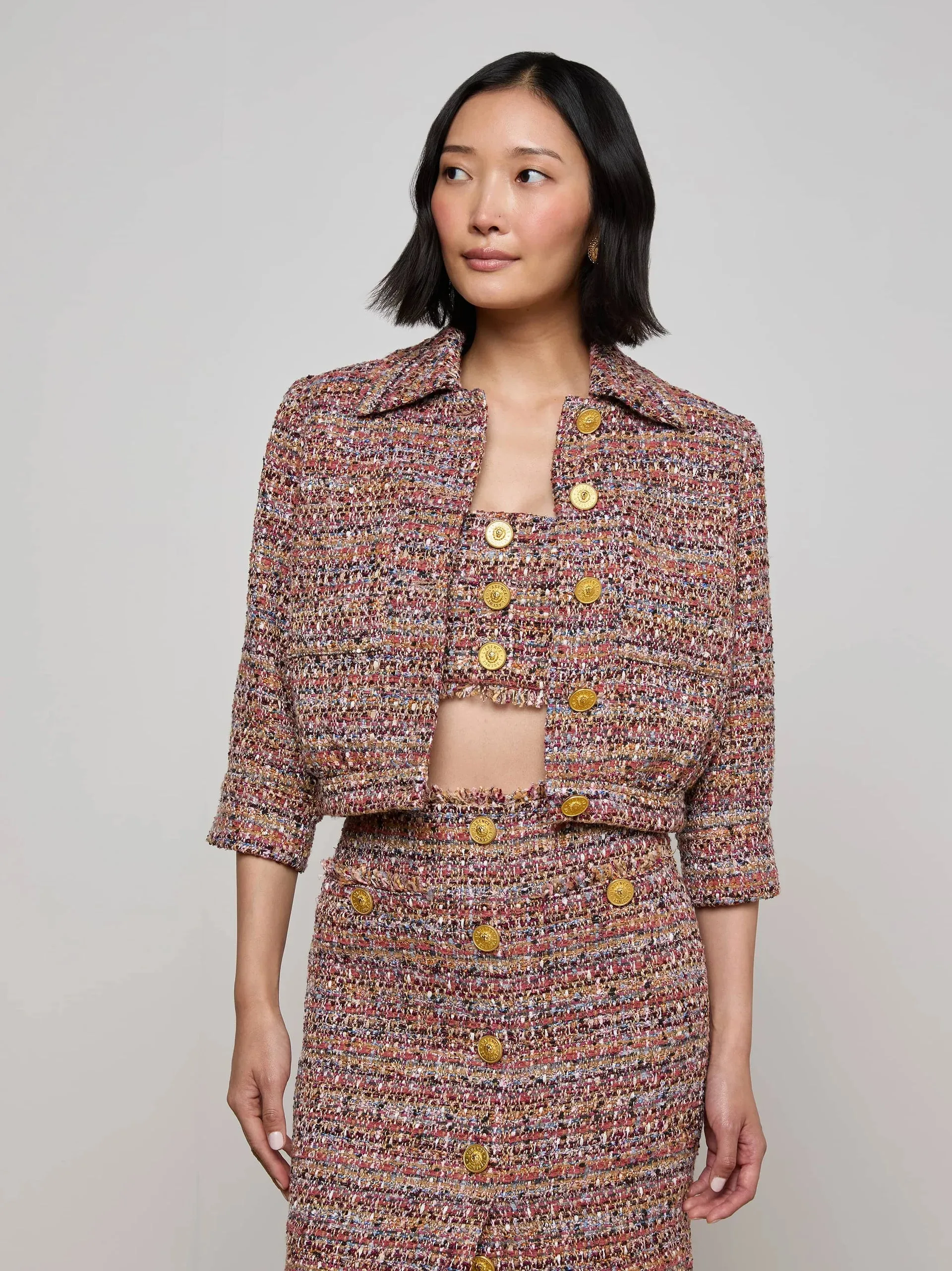 L'AGENCE JIA CROP 3/4 SLEEVE JACKET Comfortable Layer