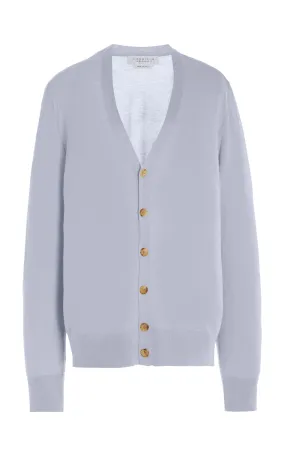 Duke Knit Cardigan in Halogen Blue Cashmere Moisture Wicking Technology