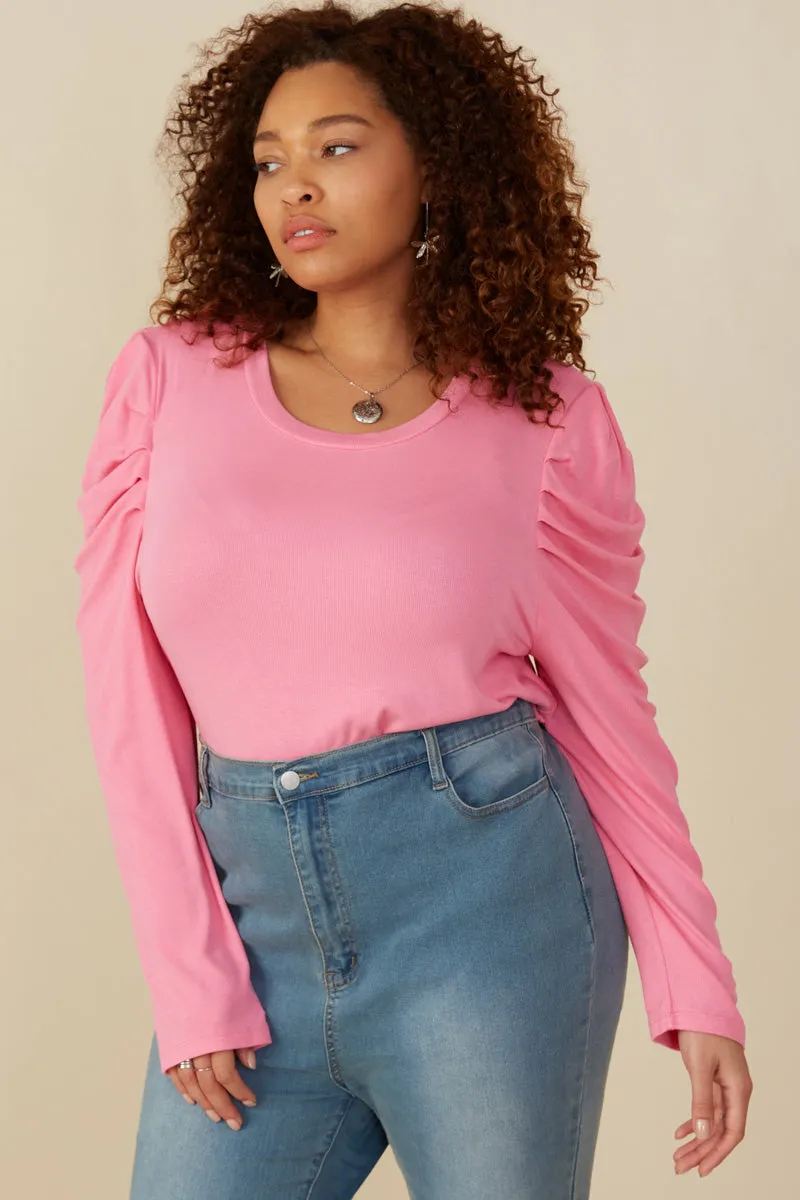 Pleated Puff Shoulder Knit Top SecurePockets