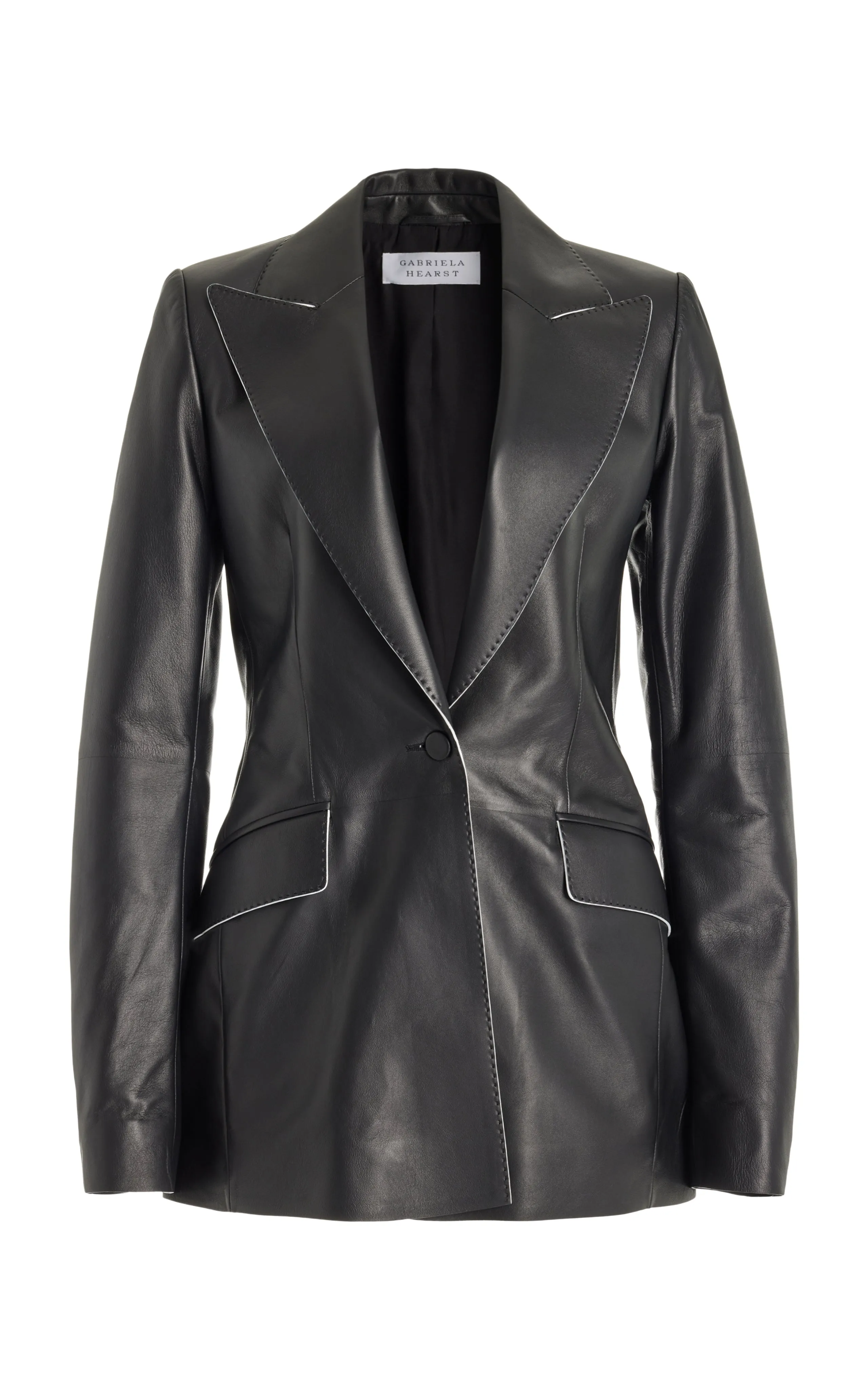 Leiva Blazer in Black Nappa Leather EasyCareFabric