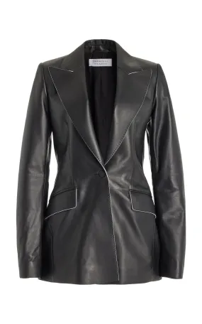 Leiva Blazer in Black Nappa Leather EasyCareFabric
