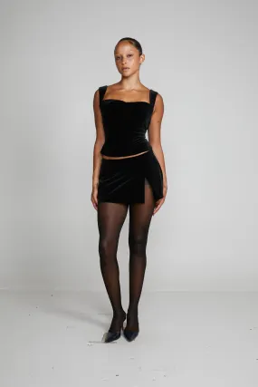 Ethical production MICRO MINI SKIRT - BLACK VELVET