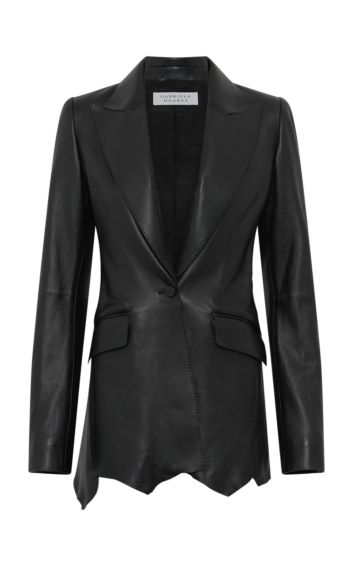 AntiPillingSurface Unstructured Fit Sybel Raw Cut Blazer in Black Soft Leather