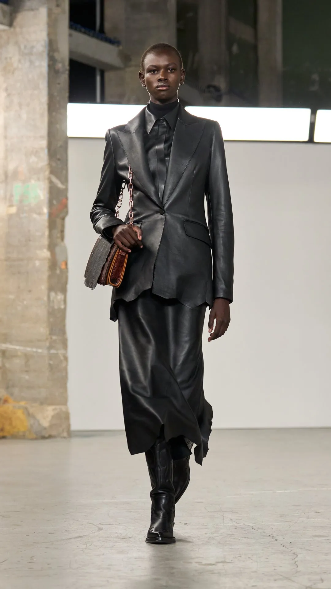 Minimalist Cuff Sybel Raw Cut Blazer in Black Soft Leather