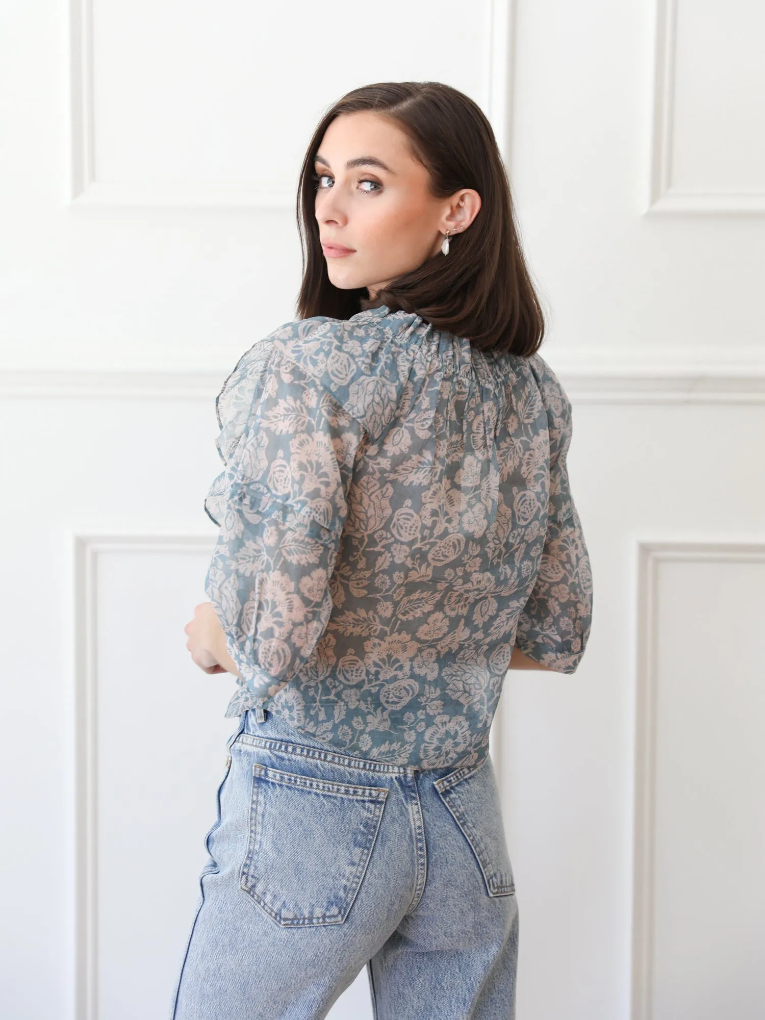 Isabella Top in Blue Mist Reinforced Stress Points RibbedTrim