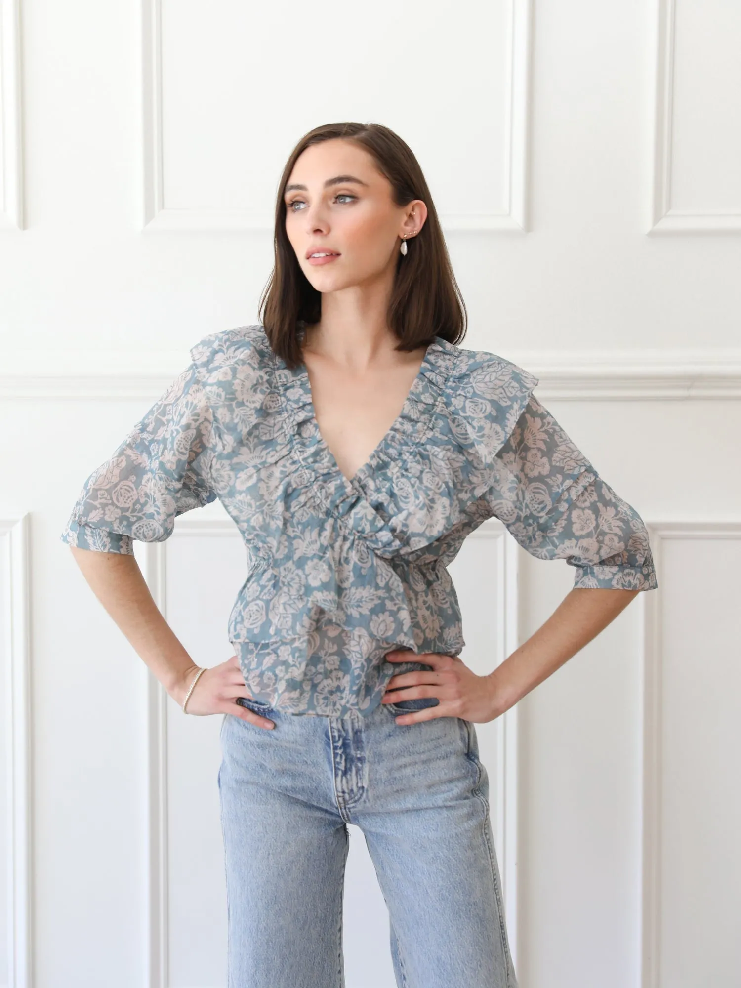 Isabella Top in Blue Mist Breathable Construction