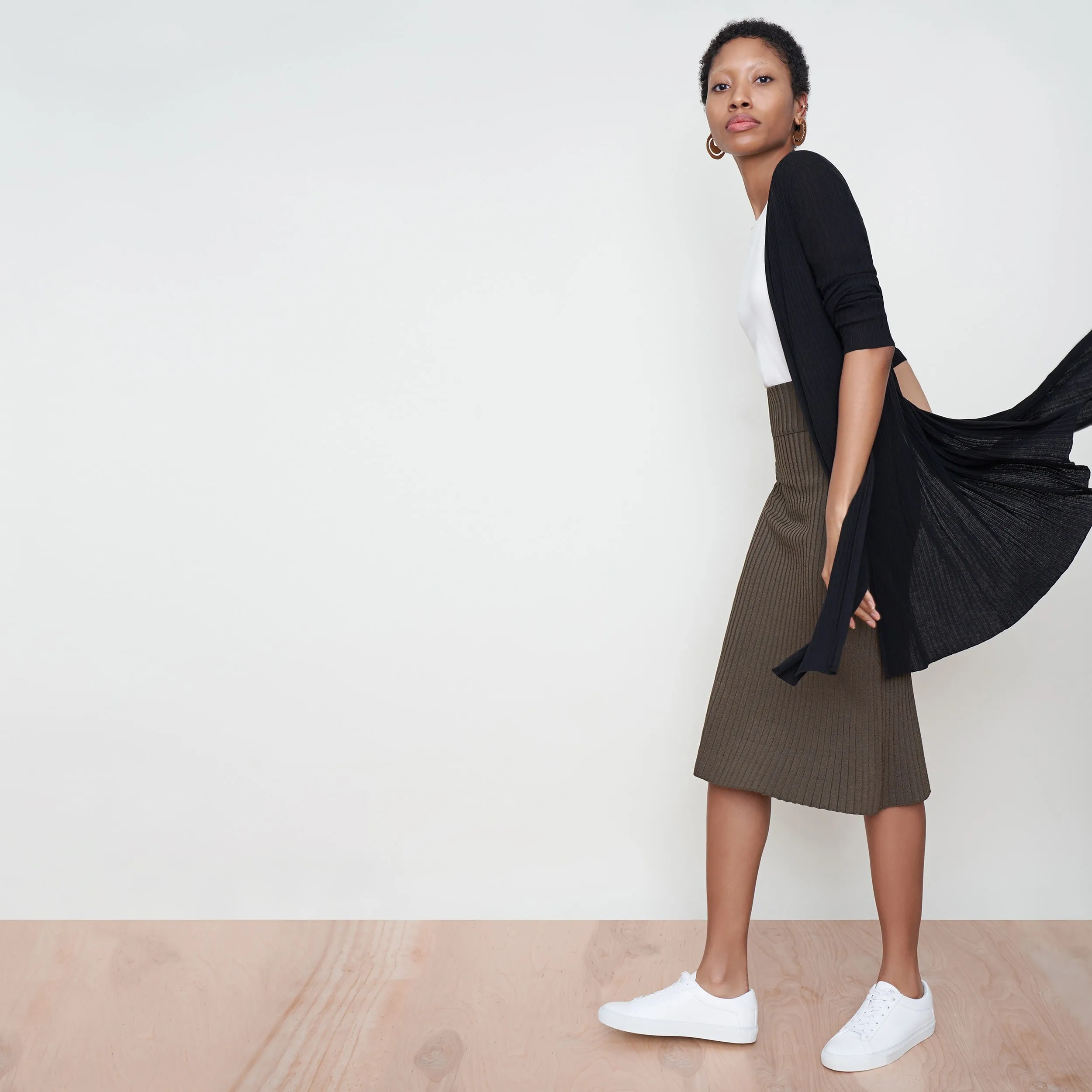 RollUpSleeves York Skirt - Slinky Knit :: Safari