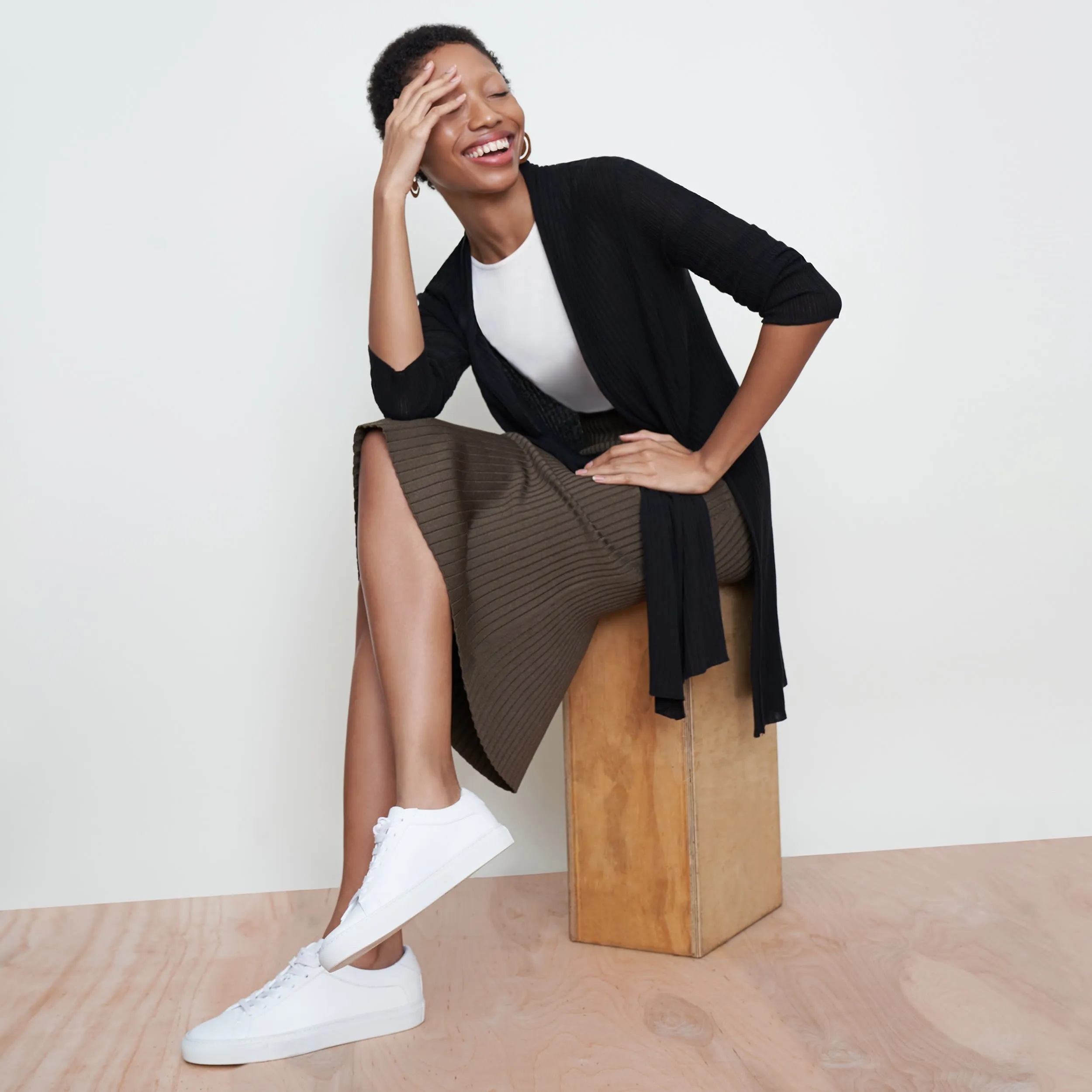 Durable Double Stitching Knit Fabric Technology York Skirt - Slinky Knit :: Safari