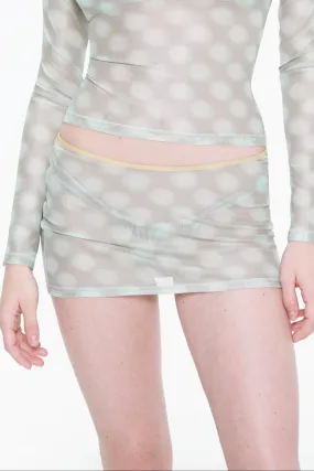 All Season Wear Fabric Contrast Stitching ELEKTRA SKIRT - MINT BLURRED DOT