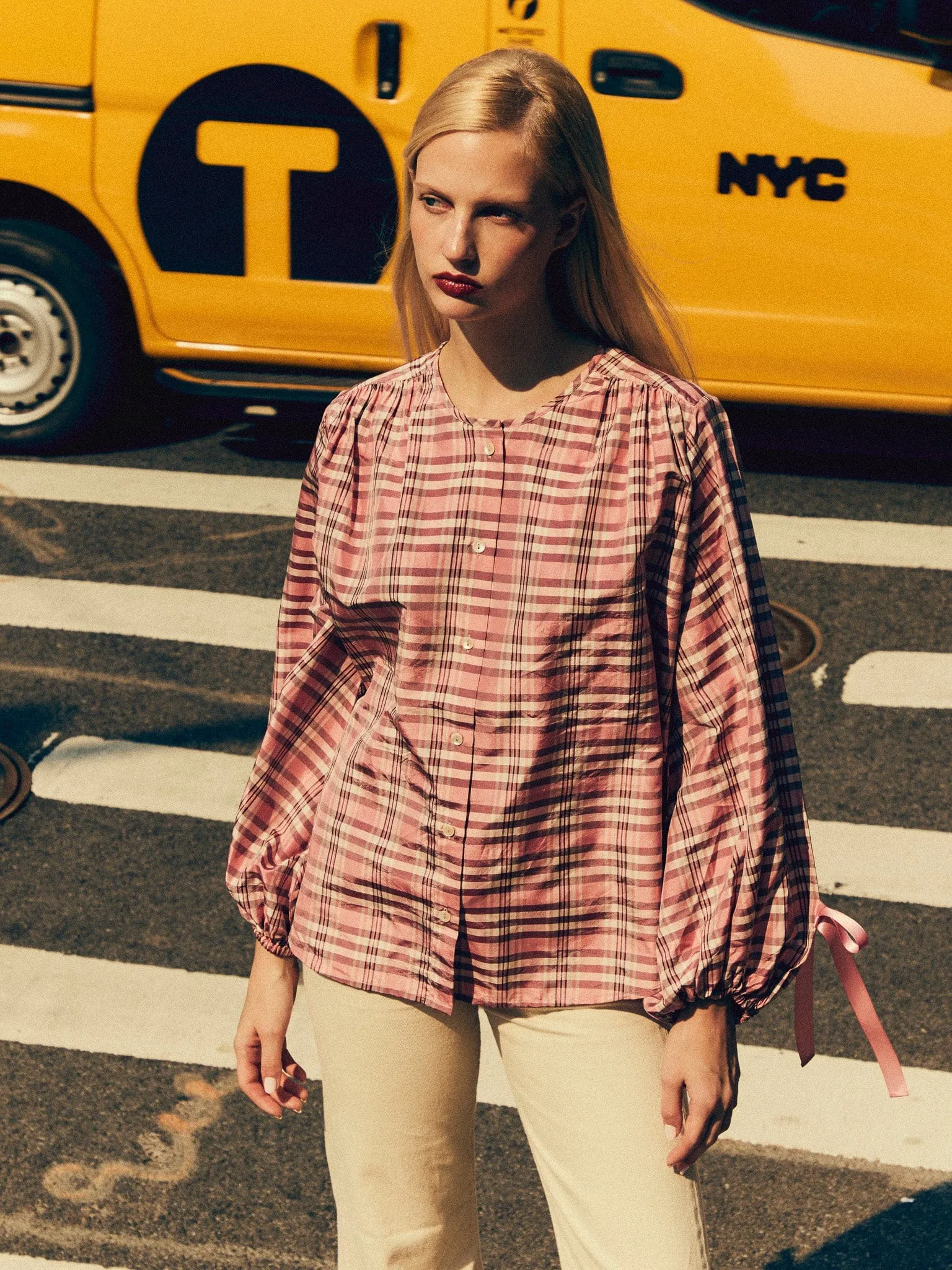 Tailored Seams Cecily Top in Sugarplum Taffeta