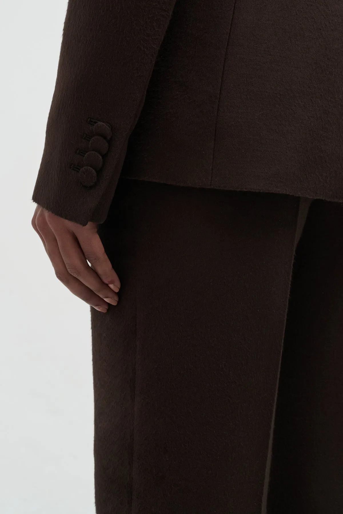 Vesta Pant in Chocolate Winter Silk HighDensity Weave TwoToneEffect