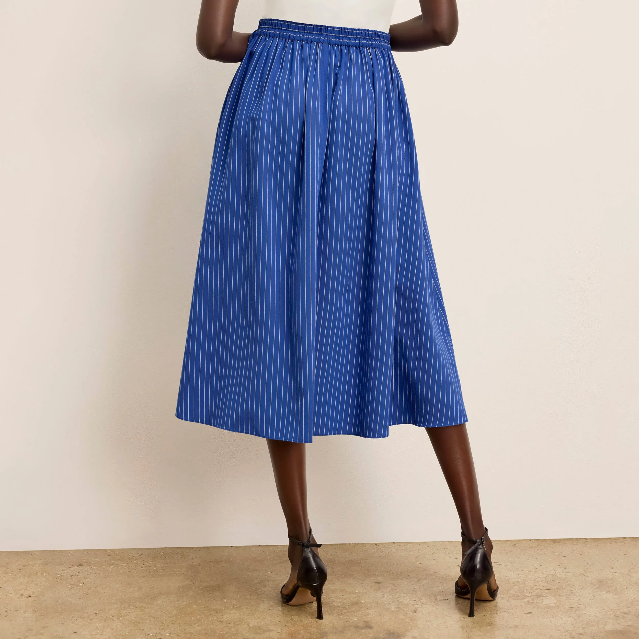 StretchFitFabric Easton Vacation Skirt - Soft Stripe :: River/Ivory Elegant Cardigan