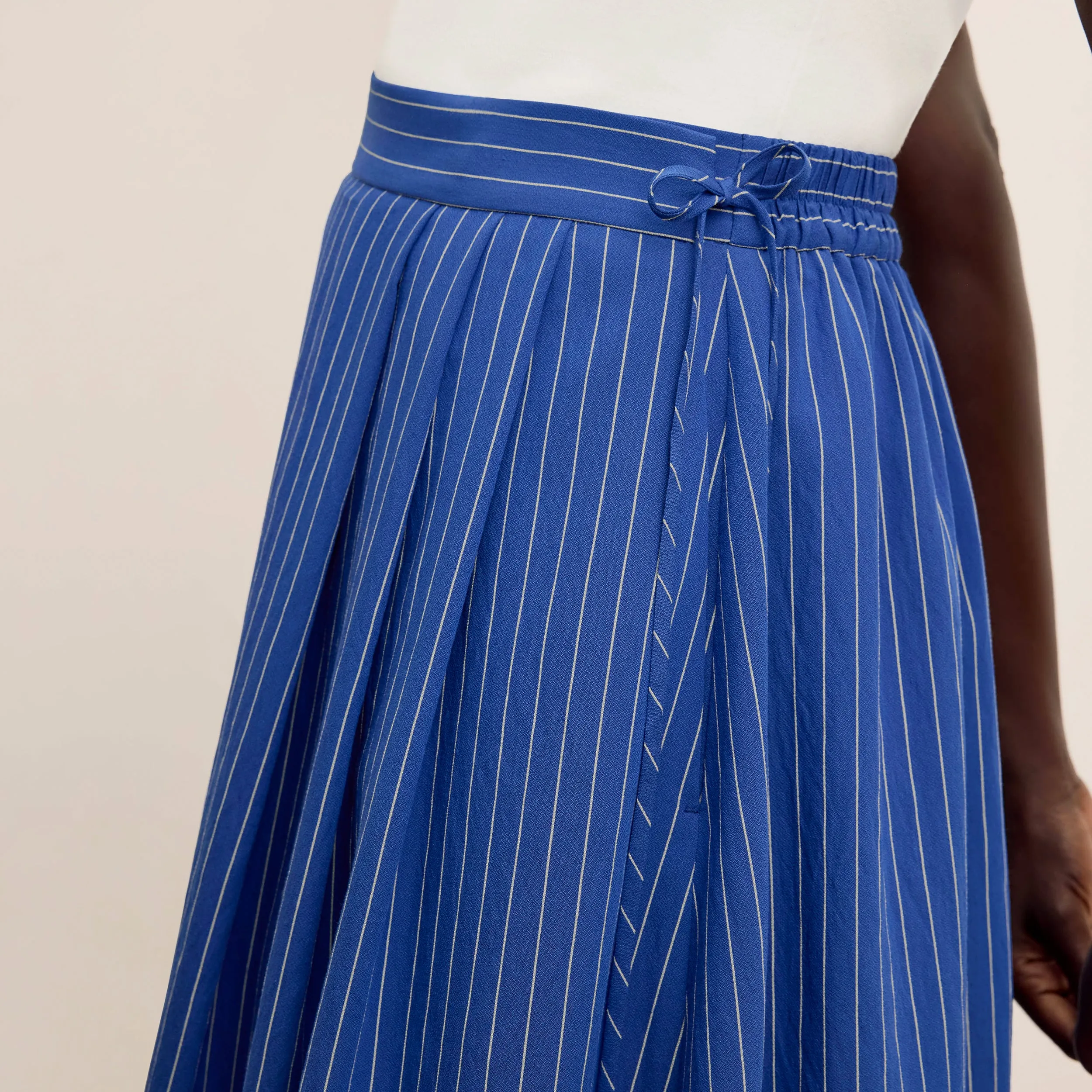 StretchFitFabric Easton Vacation Skirt - Soft Stripe :: River/Ivory ZeroWaste Pattern BondedEdges