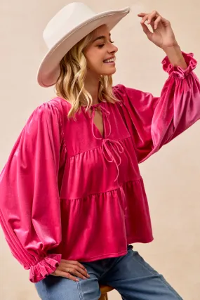 IT4450H-05 | CHRISTMAS THEME VELVET BOW TIED TOP Low Profile Collar Design