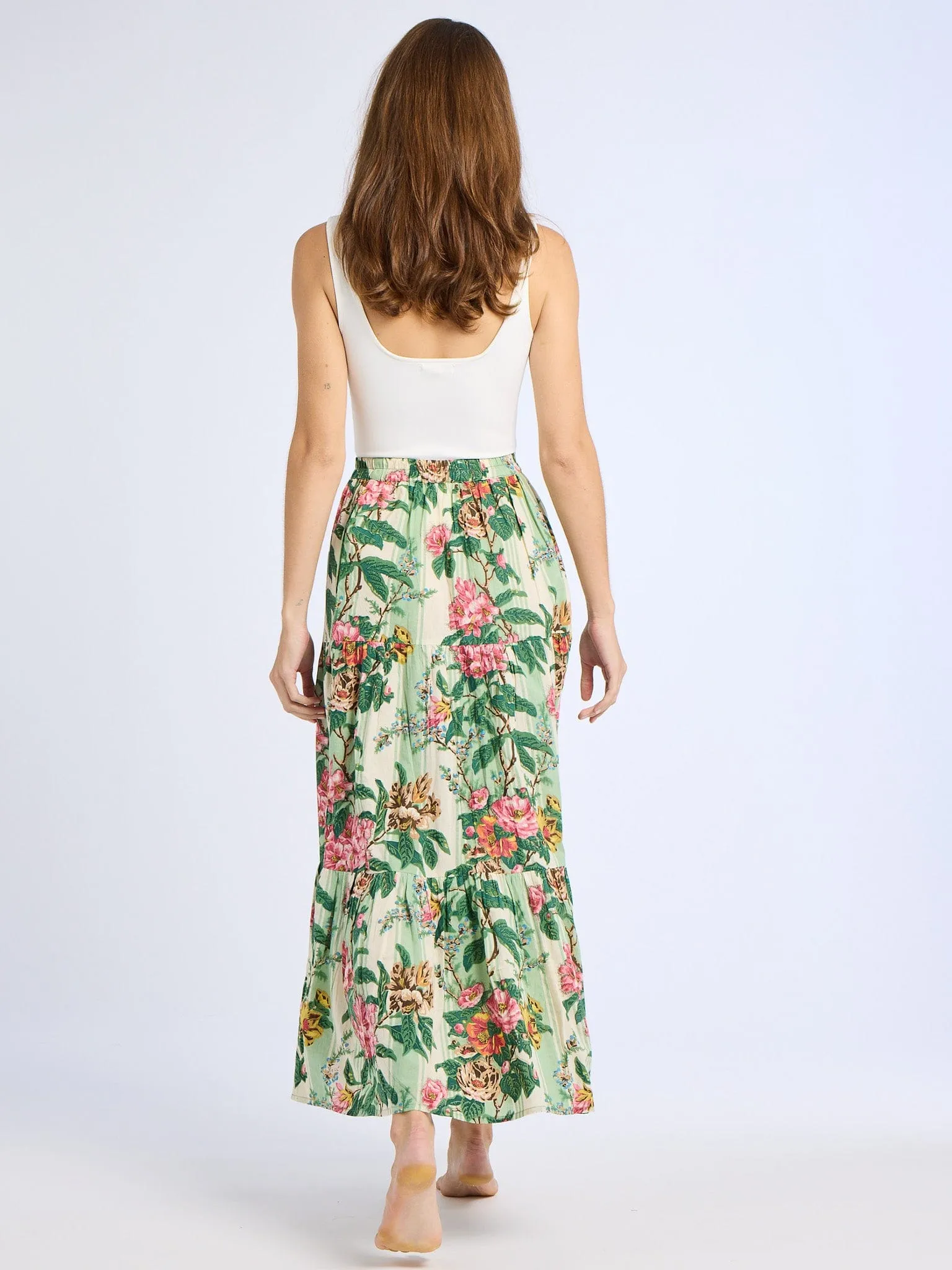 Paola Skirt in Garden Stripe Soft Tones