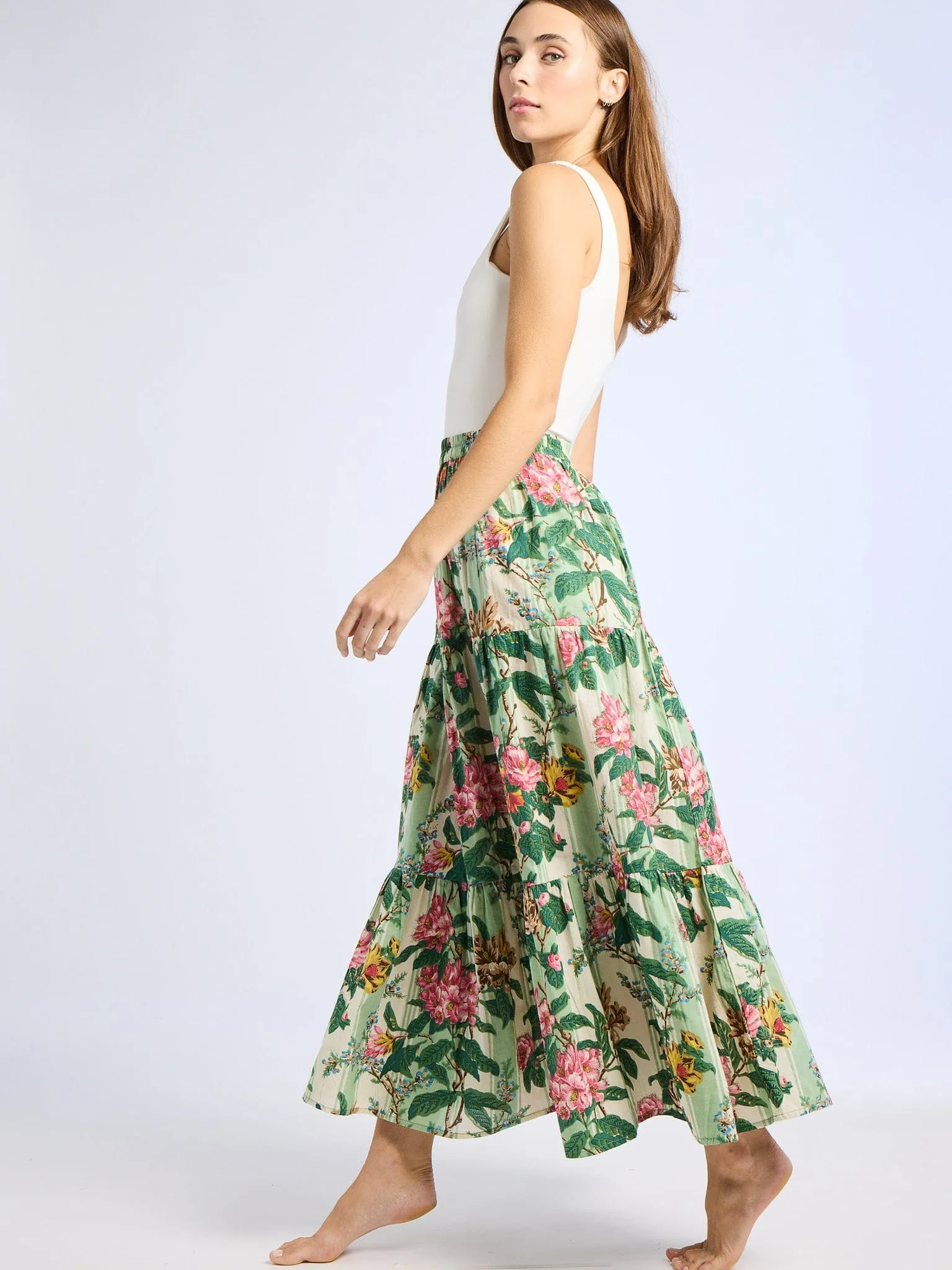 Paola Skirt in Garden Stripe Tagless label Contrast Panel